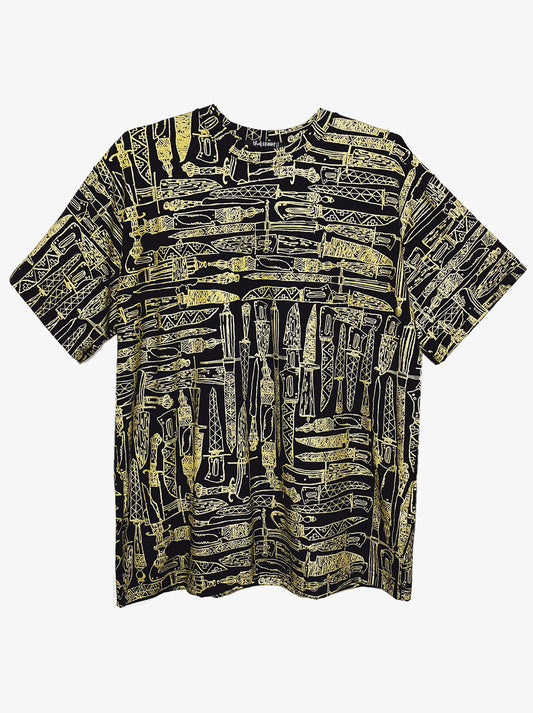 Gold Antique Knives on Black Loose Tee in Large