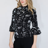 White on Black 'Spellbound' Kiki Blouse