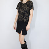 Coffee on Black 'Fox Den' Amie Tee