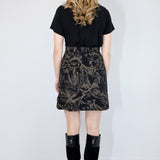 Coffee on Black 'Fox Den' Beatrix Mini Skirt