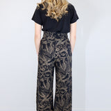 Coffee on Black 'Fox Den' Wide Leg Pants