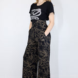 Coffee on Black 'Fox Den' Wide Leg Pants