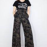 Coffee on Black 'Fox Den' Wide Leg Pants
