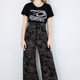 Coffee on Black 'Fox Den' Wide Leg Pants