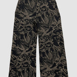 Coffee on Black 'Fox Den' Wide Leg Pants
