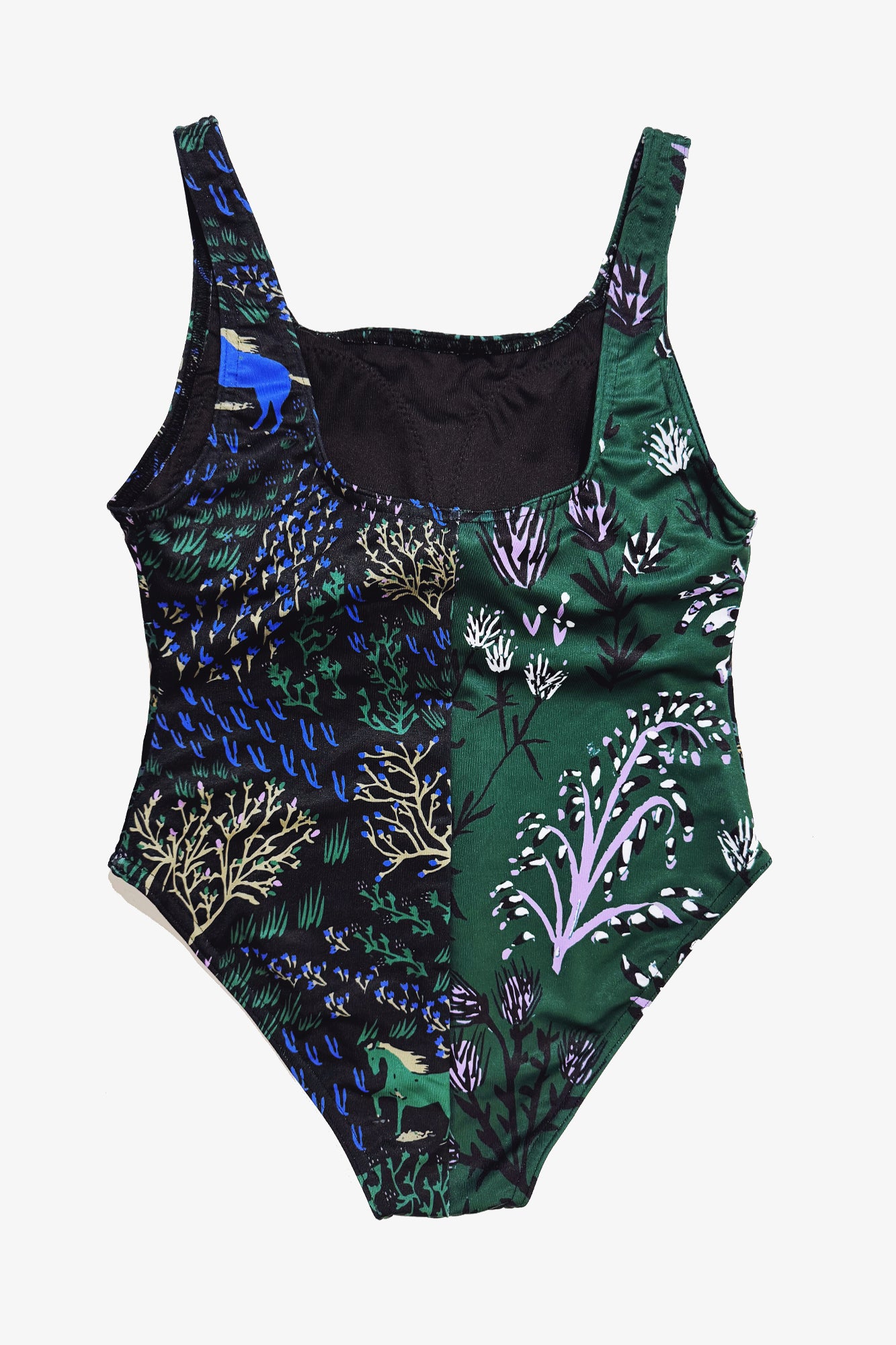 Patchwork Chartreuse Berry/Horses/Emerald Thistle One Piece Swimsuit