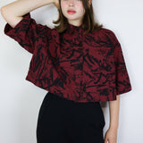 Black on Raspberry 'Fox Den' Boxy Button-Up