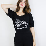 'Tiger's Prey' Black Alice Blouse (Medium)