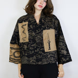 'Desert Canyon Remains' Black Patchwork Jacket (Size 2)