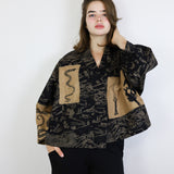 'Desert Canyon Remains' Black Patchwork Jacket (Size 2)