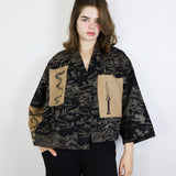 'Desert Canyon Remains' Black Patchwork Jacket (Size 2)