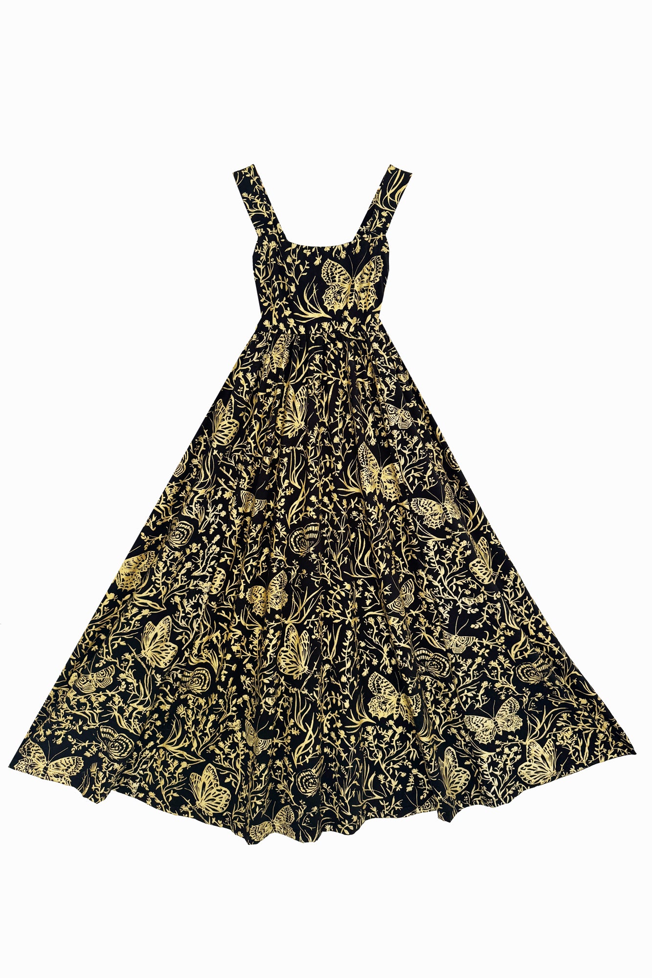 Cecilia Dress in Gold on Black 'Moth'