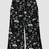 White on Black 'Spellbound' Wide Leg Pants
