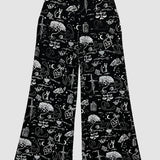 White on Black 'Spellbound' Wide Leg Pants