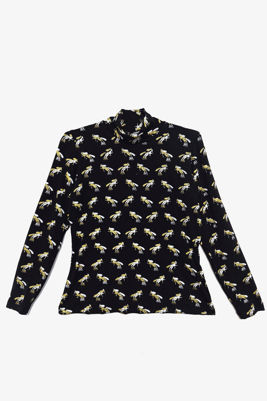 Gold and White on Black 'Trophy' Turtleneck in Large