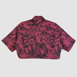 Black on Raspberry 'Fox Den' Boxy Button-Up