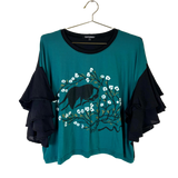 'It's Her Home' Ruffle Tee in Emerald (Size 2)