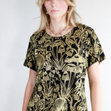 Gold on Black Shroomed Amie Tee