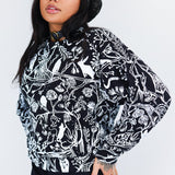 Nightcrawlers Cropped Sweatshirt in Black and White