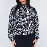 Nightcrawlers Cropped Sweatshirt in Black and White