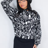 Nightcrawlers Cropped Sweatshirt in Black and White