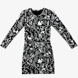 Nightcrawlers Long Sleeve Jane Dress in White on Black