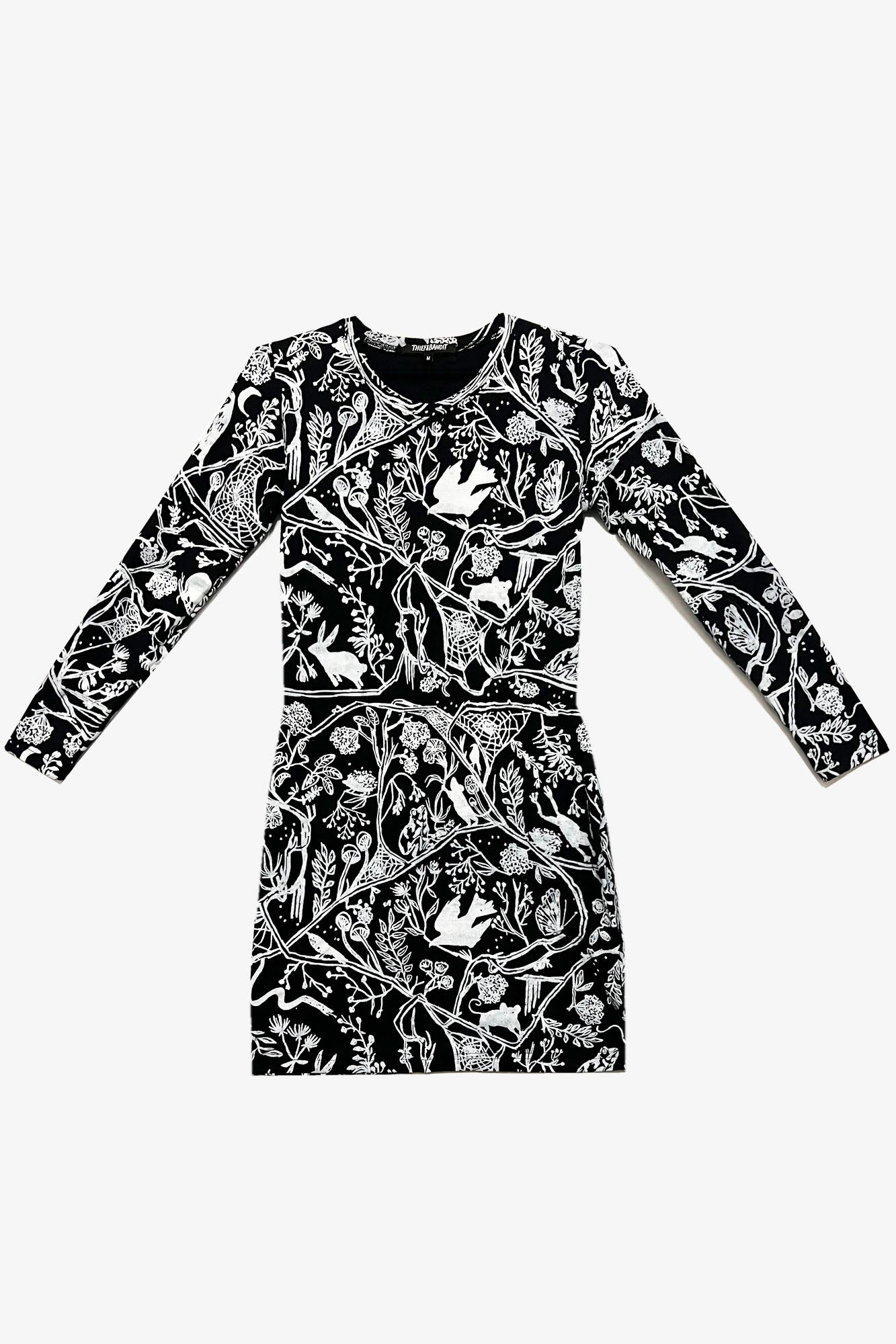 Nightcrawlers Long Sleeve Jane Dress in White on Black (Size Medium)