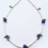 One of a kind glass bead necklace in T&B Blueberries