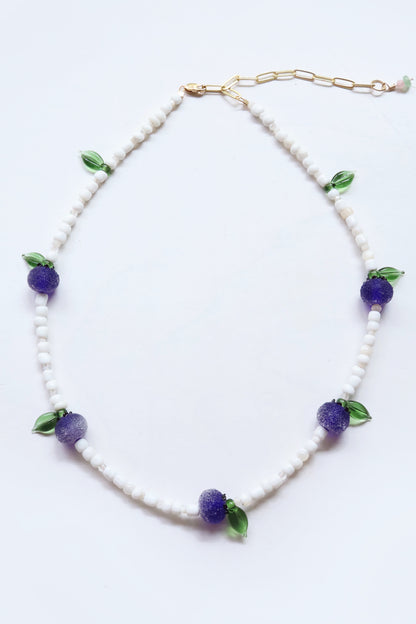 One of a kind glass bead necklace in T&B Blueberries