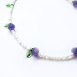 One of a kind glass bead necklace in T&B Blueberries