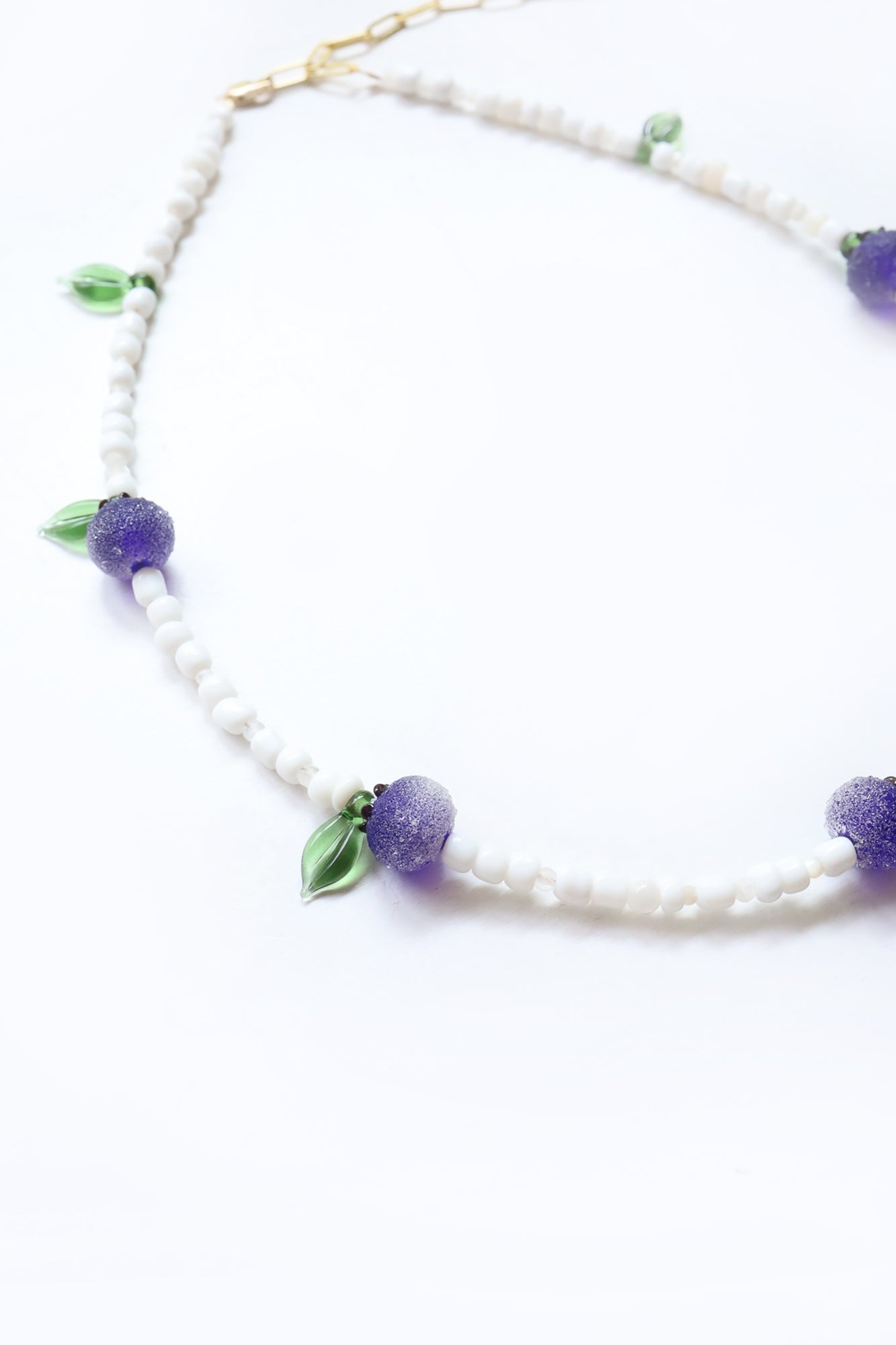 One of a kind glass bead necklace in T&B Blueberries