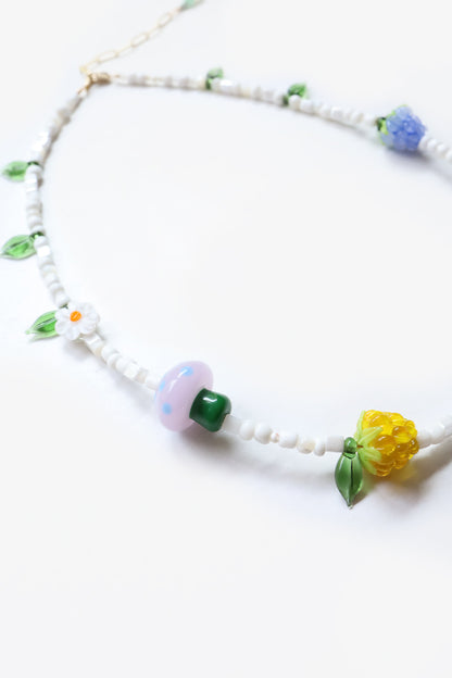 One of a kind glass bead necklace in T&B Ducky