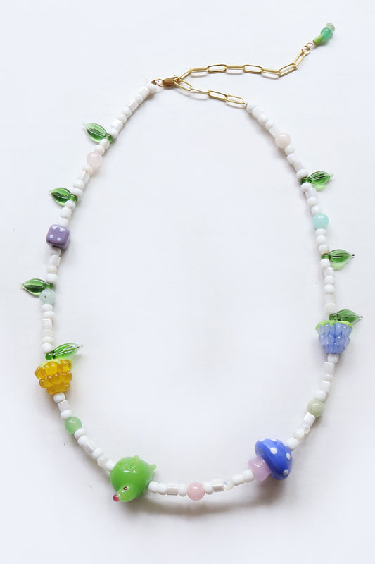 One of a kind glass bead necklace in T&B Ducky