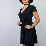 Side Tie Dress in Black