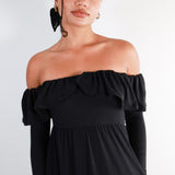 Black Flutter Dress in Small