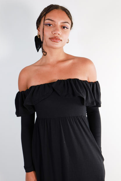 Black Flutter Dress in Small