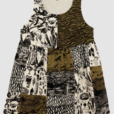 Fox Den & Tiger Stripe Patchwork Tank Dress (Large)