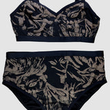 Coffee on Black 'Fox Den' Bralette & Underwear Set