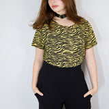 Black on Buttercup Tigerstripe Amie Tee