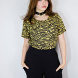 Black on Buttercup Tigerstripe Amie Tee