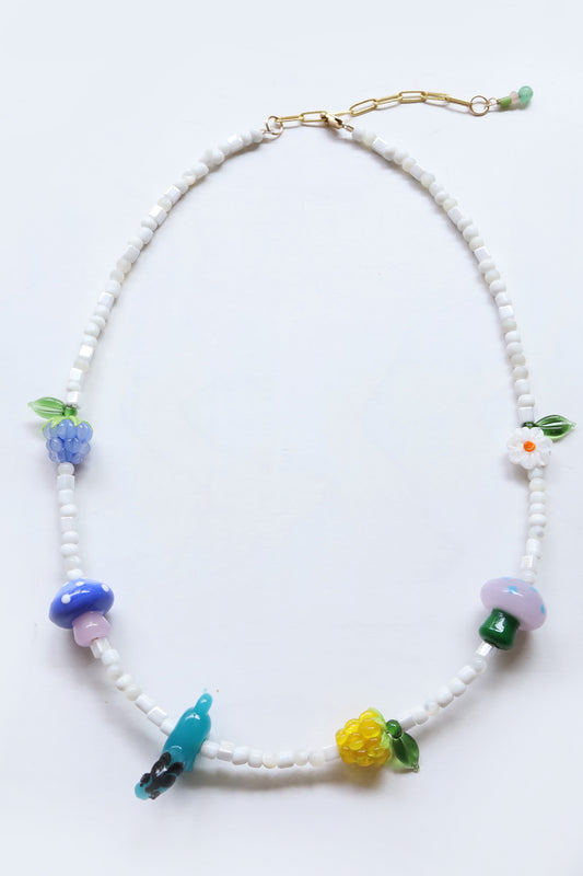One of a kind glass bead necklace in T&B Horsie