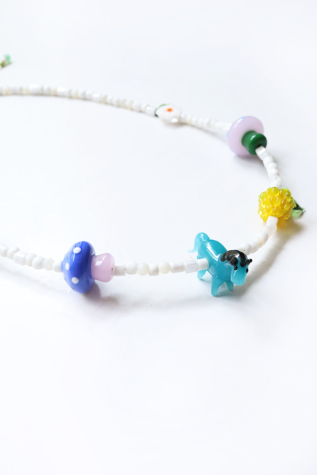 One of a kind glass bead necklace in T&B Horsie