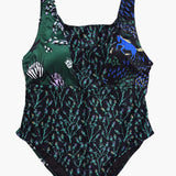 Patchwork Chartreuse Berry/Horses/Emerald Thistle One Piece Swimsuit