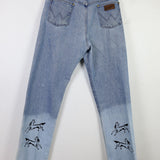 Vintage Wrangler 'Double Horse' Customized Denim 36Wx35L, 42" Hip