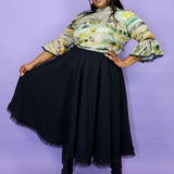 Black Lace Trimmed Margot Skirt