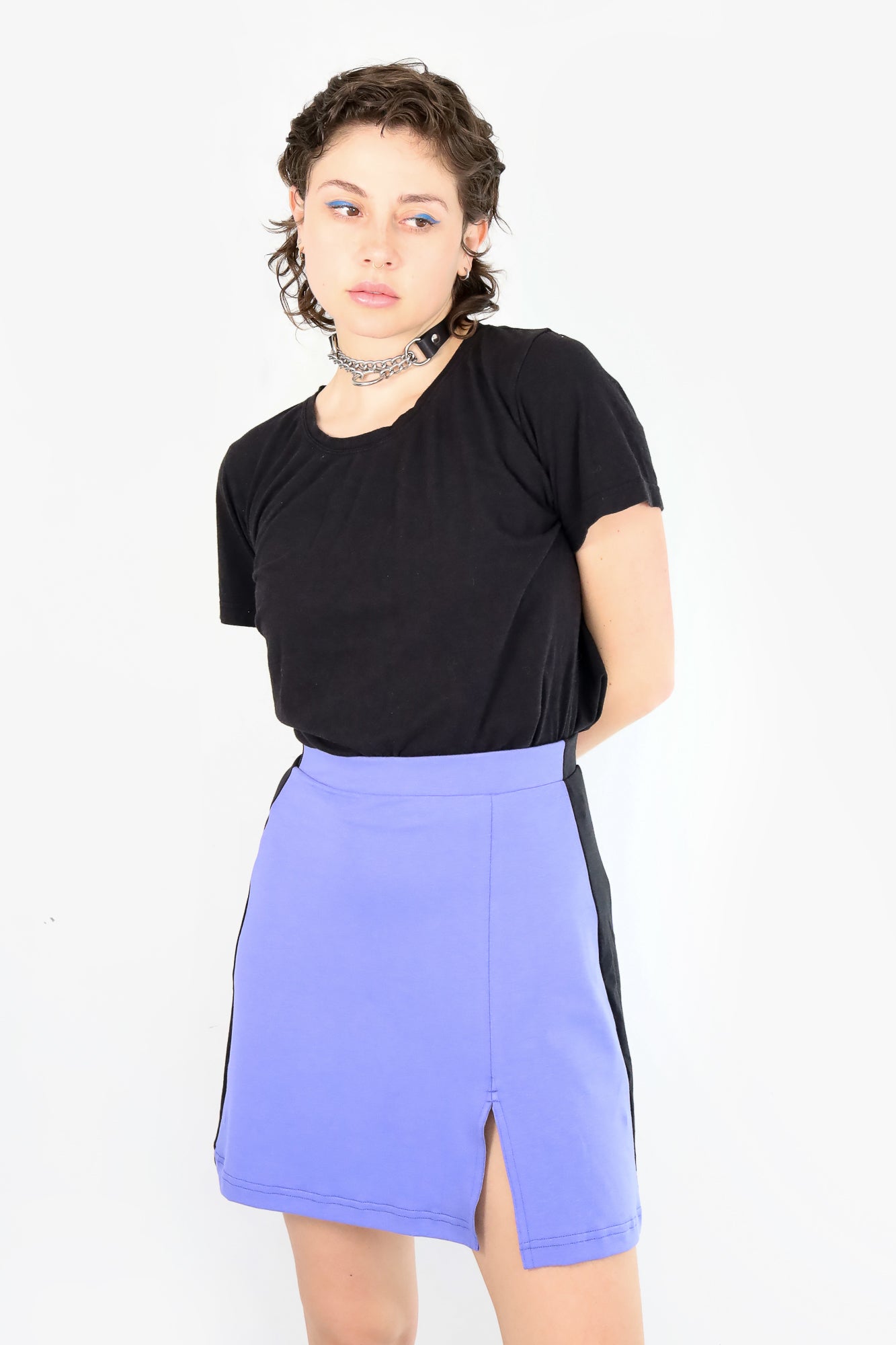 Beatrix Mini Skirt in Berry and Black