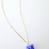 One of a kind glass bead drop necklace in Blue Bear