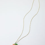 One of a kind glass bead drop necklace in Peach Raspberry