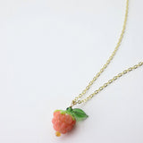 One of a kind glass bead drop necklace in Peach Raspberry