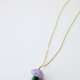 One of a kind glass bead drop necklace in Spotted Pink Shroom